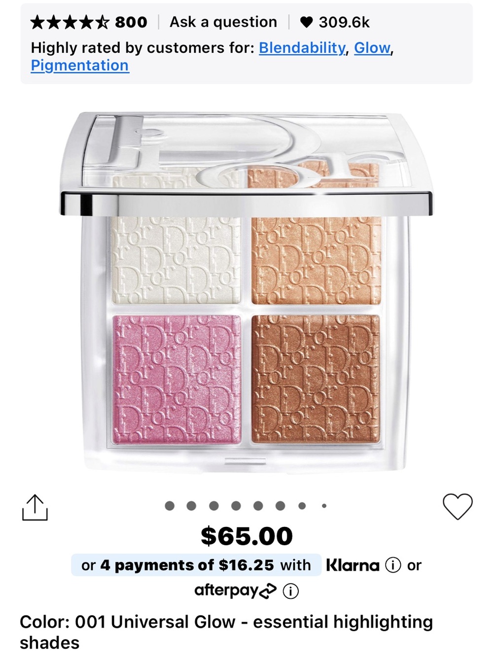 Dior Backstage Glow Palette- Universal